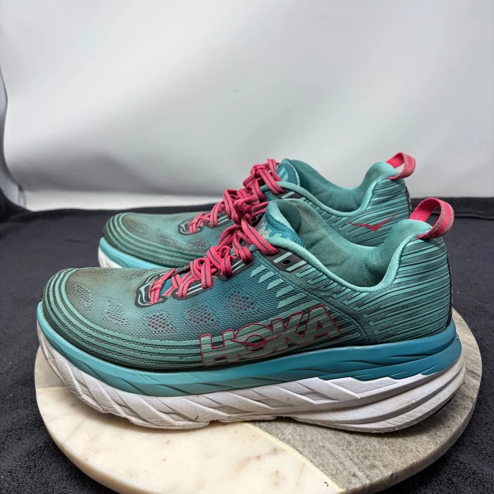Hoka One One Bondi 6 Canton Green Blue Slate Womens Running Shoes 1019270 Sz 10